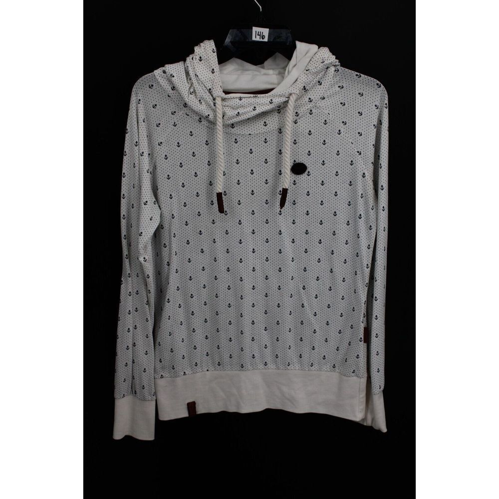 Naketano Brave New Word Cowl Hoodie Size M Anchors PATTERN NAUTICAL